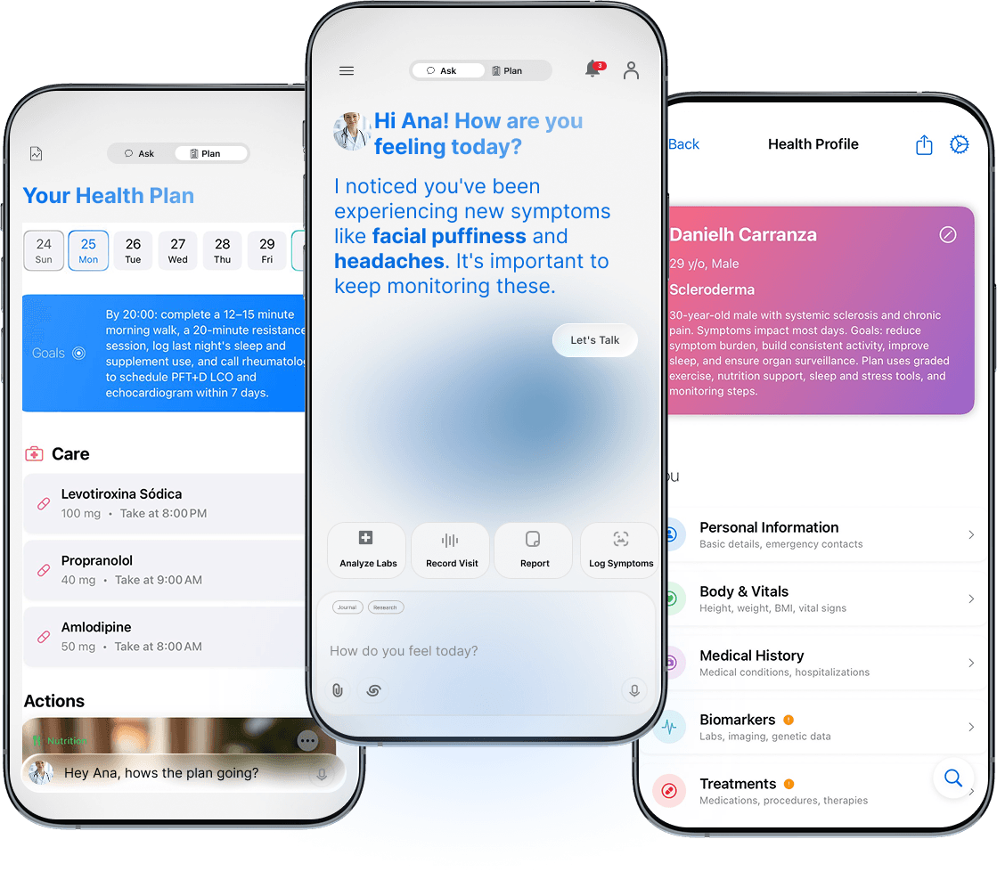 CONY AI Doctor app — daily health check-in and personalized insights dashboard